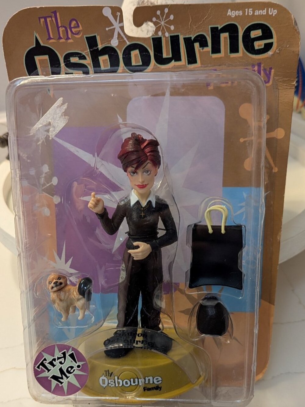 The Osbourne Family Sharon Osbourne Figure w/ Dog & Purse NIP 2002 MTV Collectib